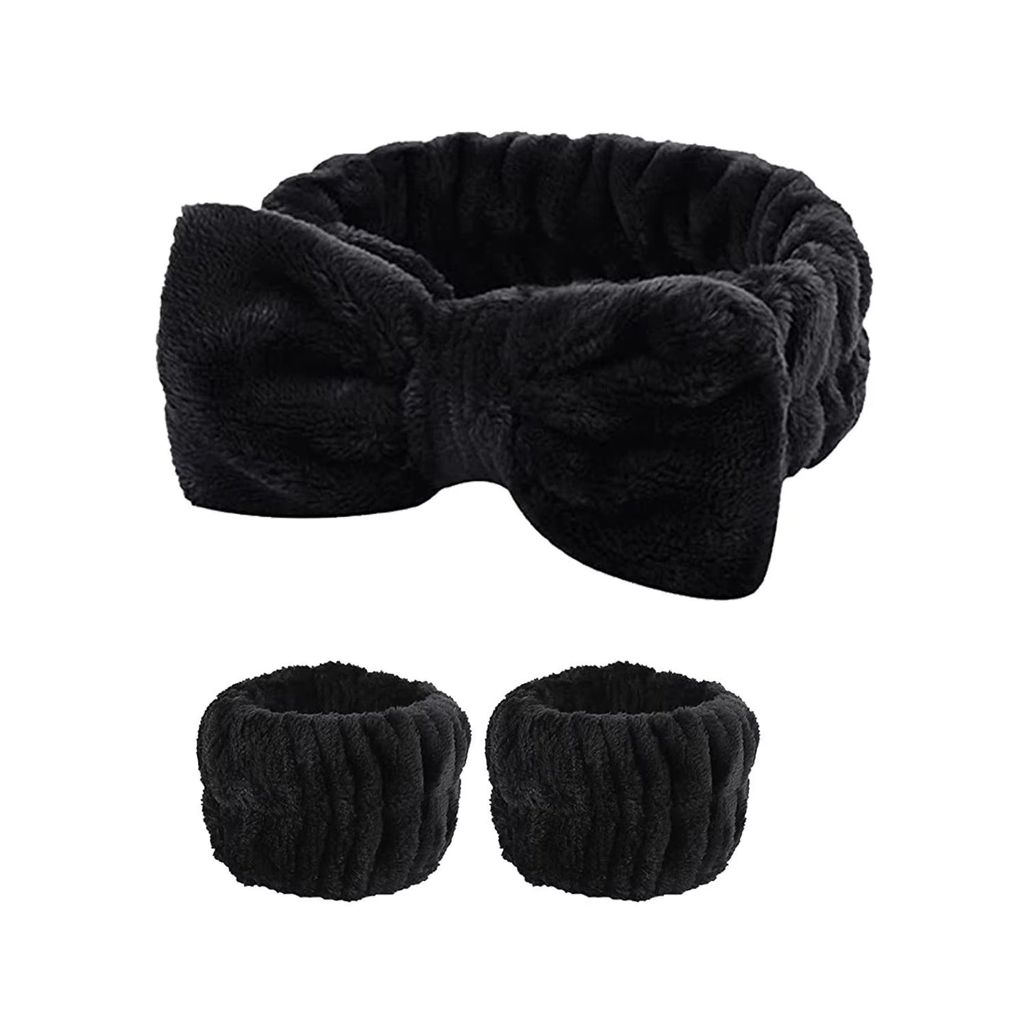 3Pcs Wash Face Wristband Headband Set Skin Care Spa Water Absorption Wristbands Women Girls Sweatbands Bathroom Accessories