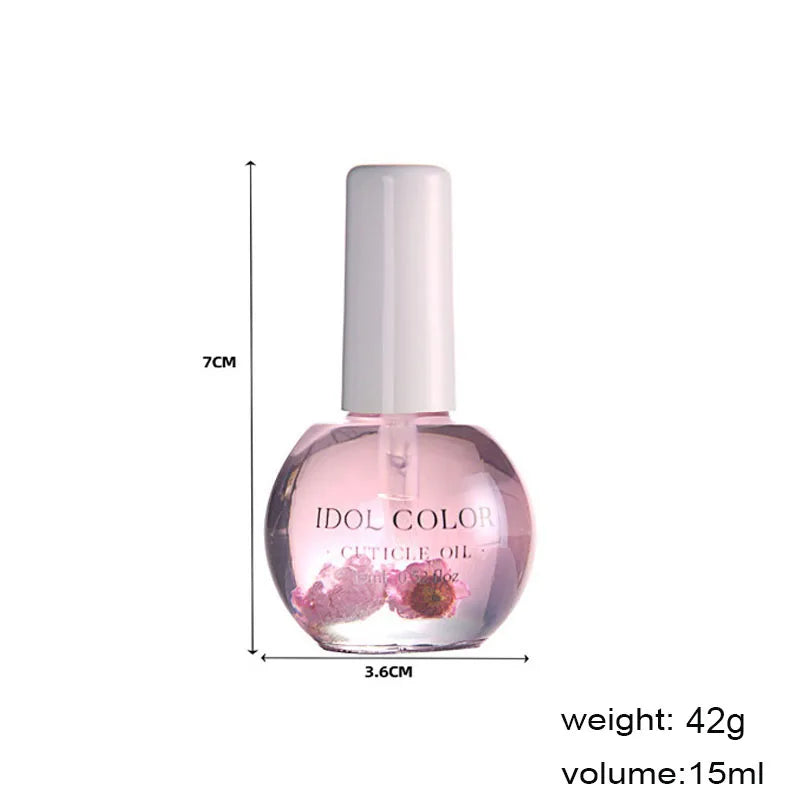 15ML Nail Cuticle Oil Dried Flowers Nourishment Oil for Dead Skin Products Nail Edge Oil Manicure Care Tools Nail Repair 8 Color