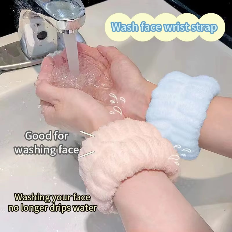 3Pcs Wash Face Wristband Headband Set Skin Care Spa Water Absorption Wristbands Women Girls Sweatbands Bathroom Accessories