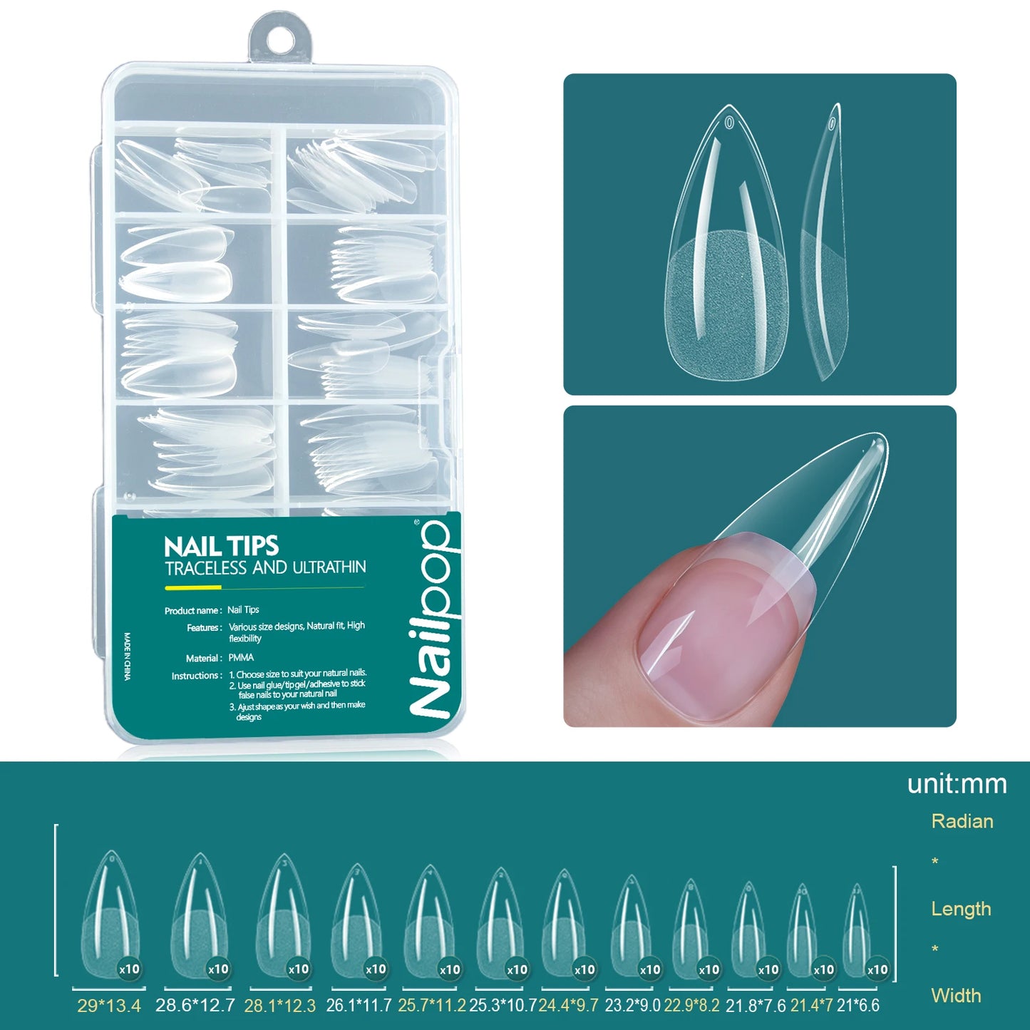 120Pcs/Box Gel X Nail Tips Medium Short Shape Almond/Square/Soft Gel Nail Tips False Nails Soak off Easy Nail Extensions