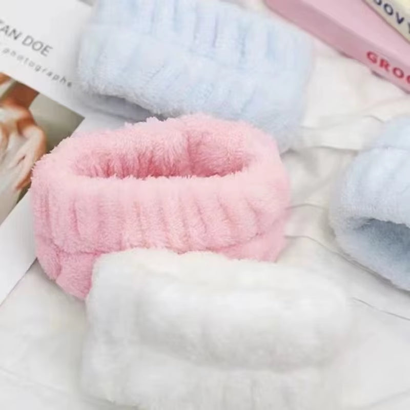 3Pcs Wash Face Wristband Headband Set Skin Care Spa Water Absorption Wristbands Women Girls Sweatbands Bathroom Accessories