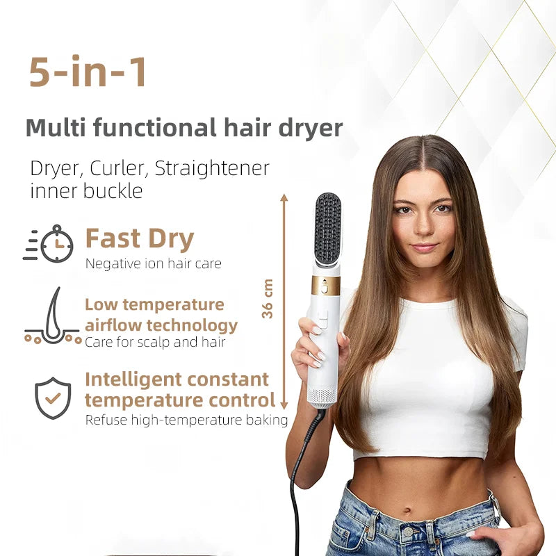 5 in 1 Hair Dryer Hot Comb Set Professional Curling Iron Hair Straightener Styling Tool for Airwrap Hair Dryer Household