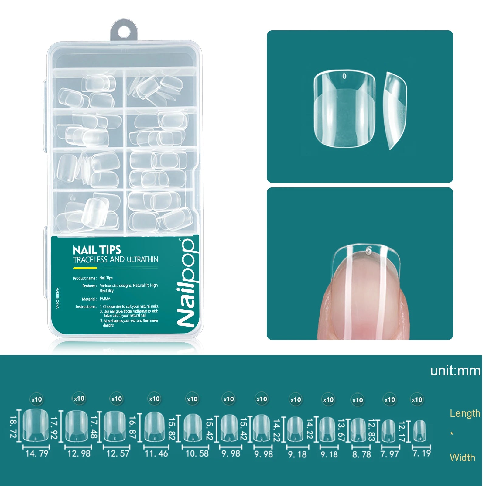 120Pcs/Box Gel X Nail Tips Medium Short Shape Almond/Square/Soft Gel Nail Tips False Nails Soak off Easy Nail Extensions