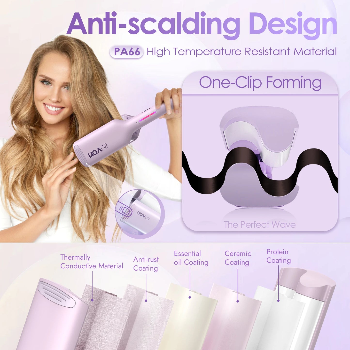 Curling Iron Hair Crimper Waver - 1.25 Inch Anti-Scald Waves Curling Wand, Ionic Deep Waver Hair Curler Tool