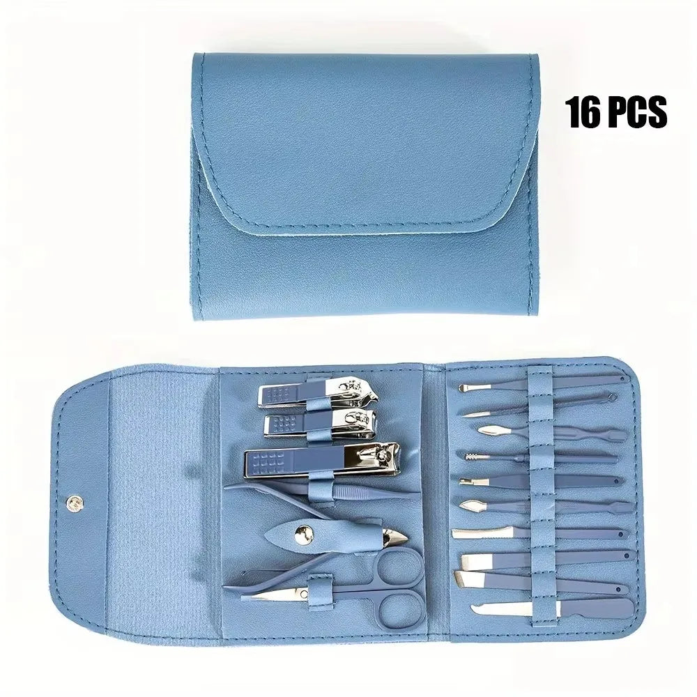 ‌16-Piece Professional Nail Clipper Set, Stainless Steel Fingernail and Toenail Tools, Unisex Nail Care Kit