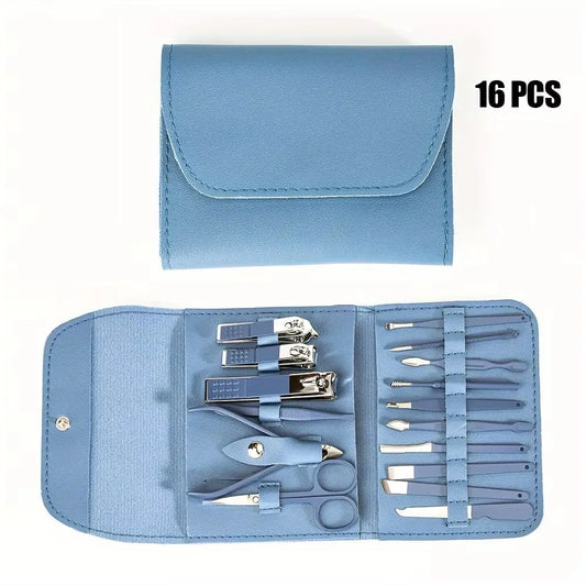‌16-Piece Professional Nail Clipper Set, Stainless Steel Fingernail and Toenail Tools, Unisex Nail Care Kit