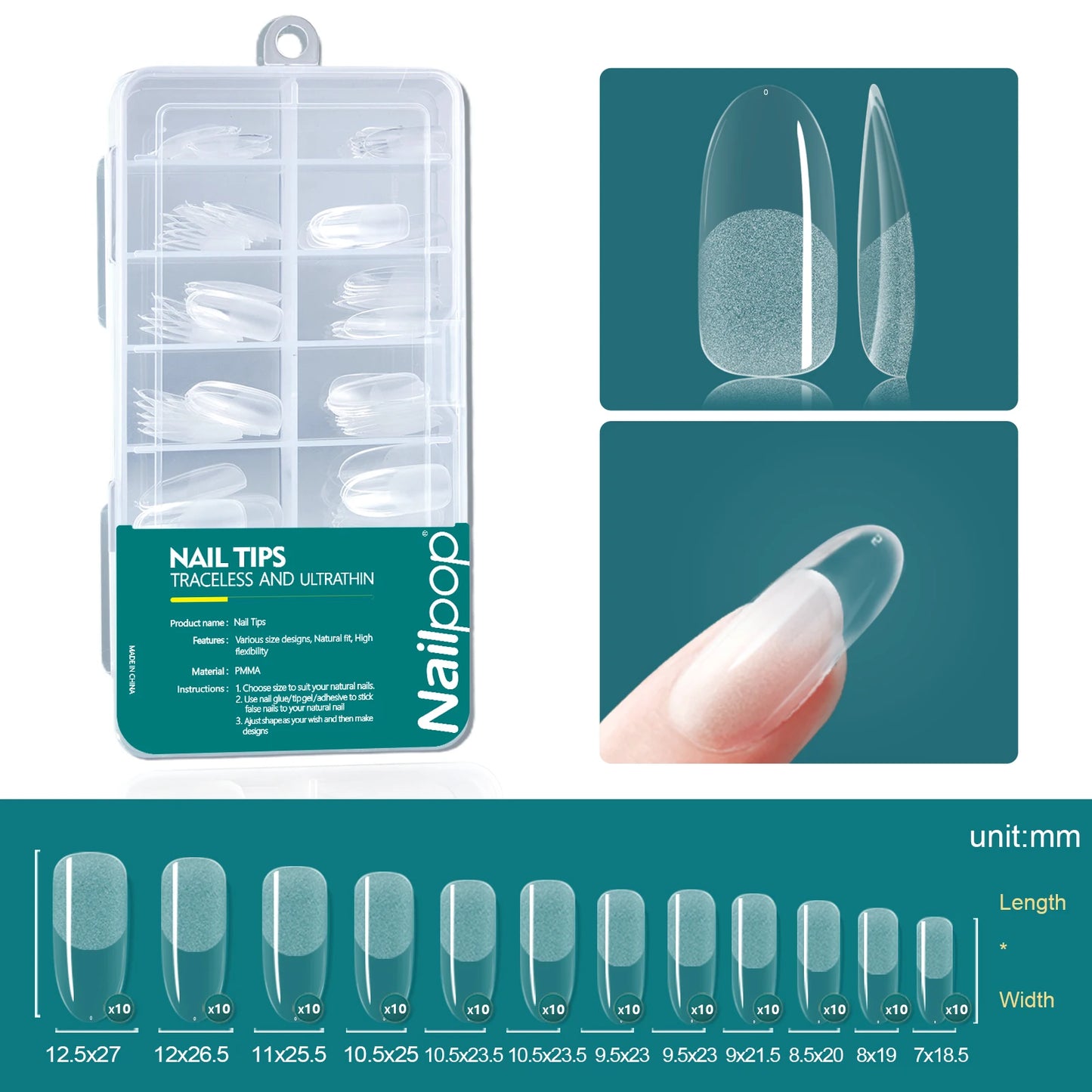 120Pcs/Box Gel X Nail Tips Medium Short Shape Almond/Square/Soft Gel Nail Tips False Nails Soak off Easy Nail Extensions