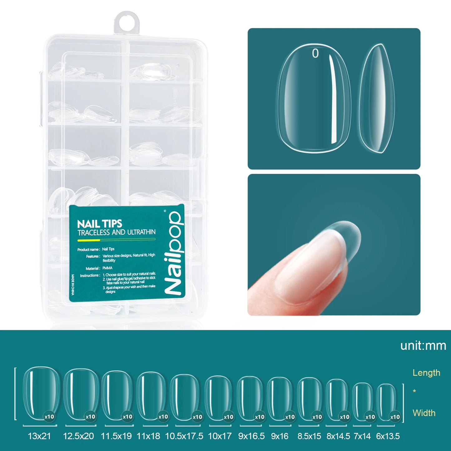 120Pcs/Box Gel X Nail Tips Medium Short Shape Almond/Square/Soft Gel Nail Tips False Nails Soak off Easy Nail Extensions