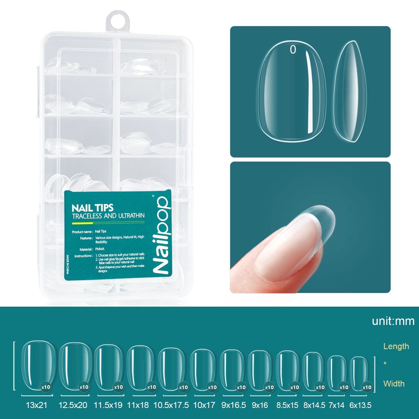 120Pcs/Box Gel X Nail Tips Medium Short Shape Almond/Square/Soft Gel Nail Tips False Nails Soak off Easy Nail Extensions