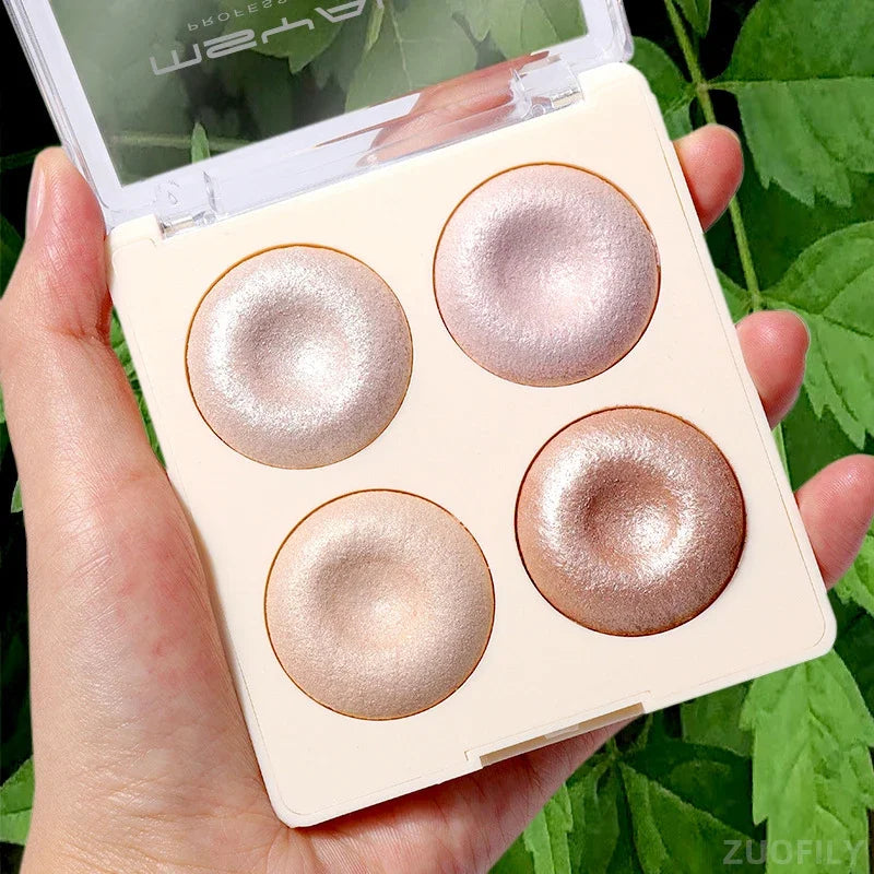 4-Color Highlighter Makeup Palette Glitter Eyeshadow Palette Gold Bronze Highlighter Face Makeup Shimmer Illuminate Cosmetics