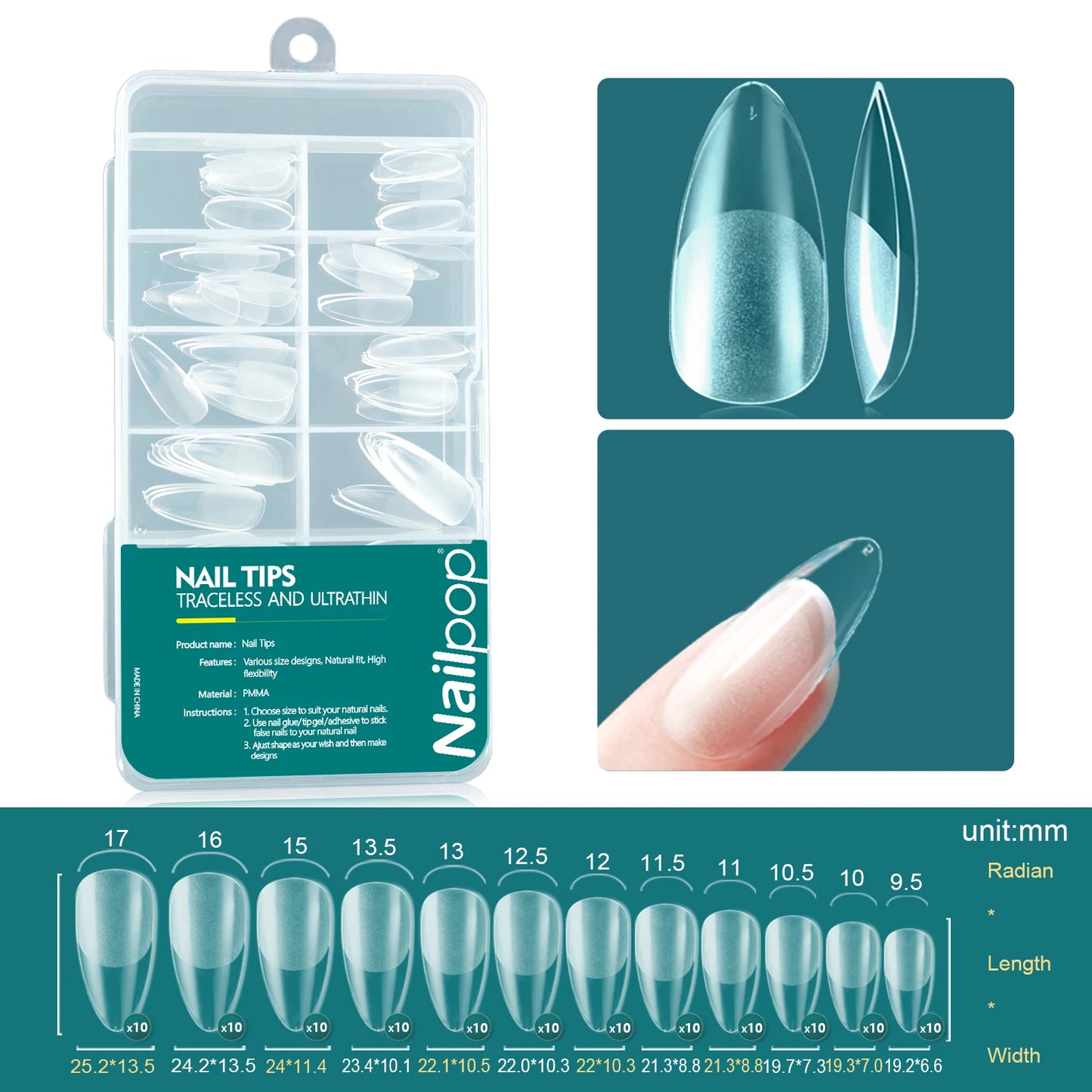 120Pcs/Box Gel X Nail Tips Medium Short Shape Almond/Square/Soft Gel Nail Tips False Nails Soak off Easy Nail Extensions
