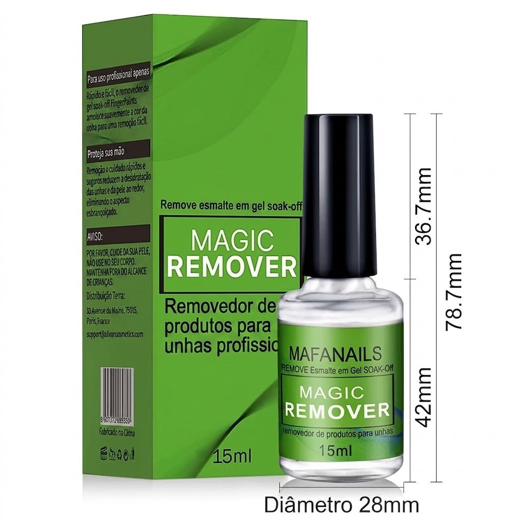 Removedor de Esmalte em Gel de 15ml, Soak-Off, Remove o Esmalte em Gel de Forma Rápida e Fácil em 3 Minutos, 0.5Fl.Oz, Profissional, Não Irritante