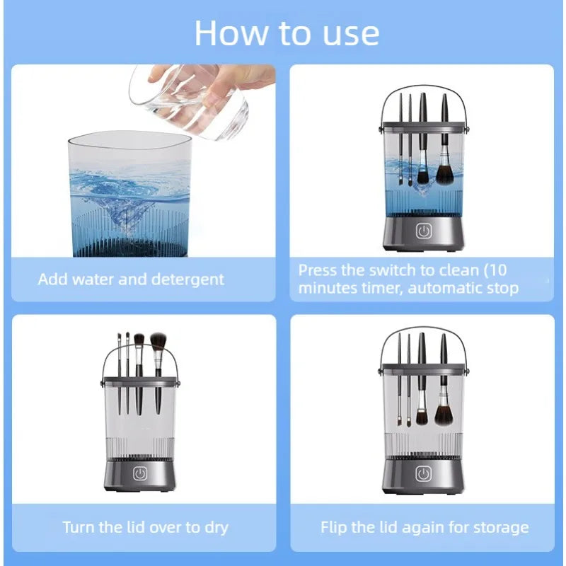 Portable Electric Makeup Brush Cleaner Bucket Type Lazy Person'S Cleaning Tool Beauty Health Care Cosmetic Brush Washer