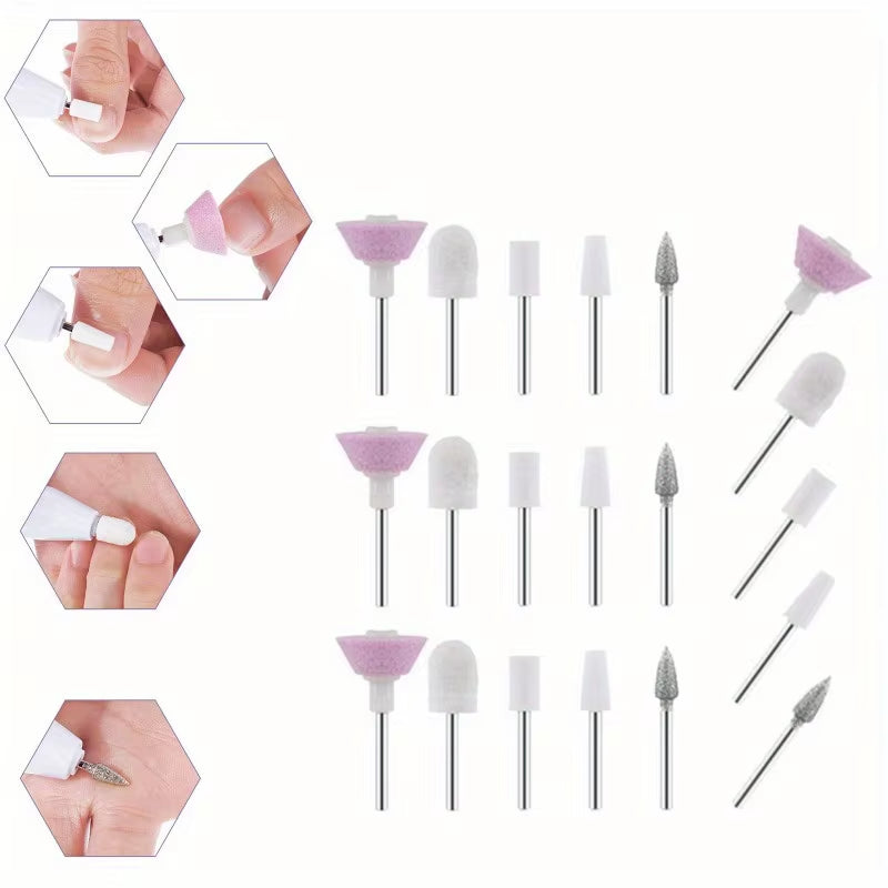 LINMANDA Nail Drill Bits Gel Nail File Bits Cuticle Remover Nail Bits with Case Nail Drill Accessories Nail Art Supplies