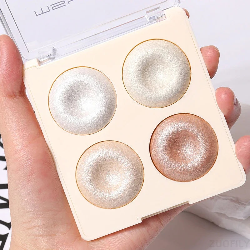 4-Color Highlighter Makeup Palette Glitter Eyeshadow Palette Gold Bronze Highlighter Face Makeup Shimmer Illuminate Cosmetics