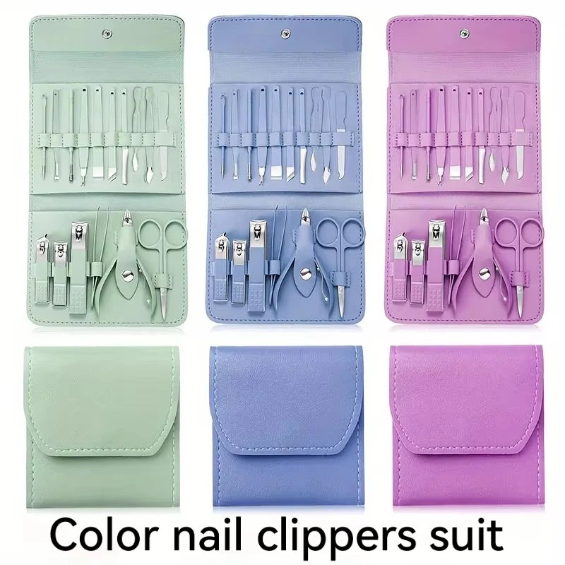 ‌16-Piece Professional Nail Clipper Set, Stainless Steel Fingernail and Toenail Tools, Unisex Nail Care Kit