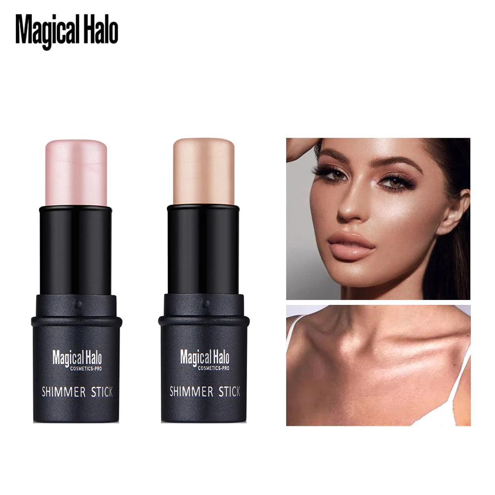 Magical Halo Highlighter Stick Makeup Glitter Contouring Bronzer for Face Shimmer Powder Highlight Corrector Contour Illuminator