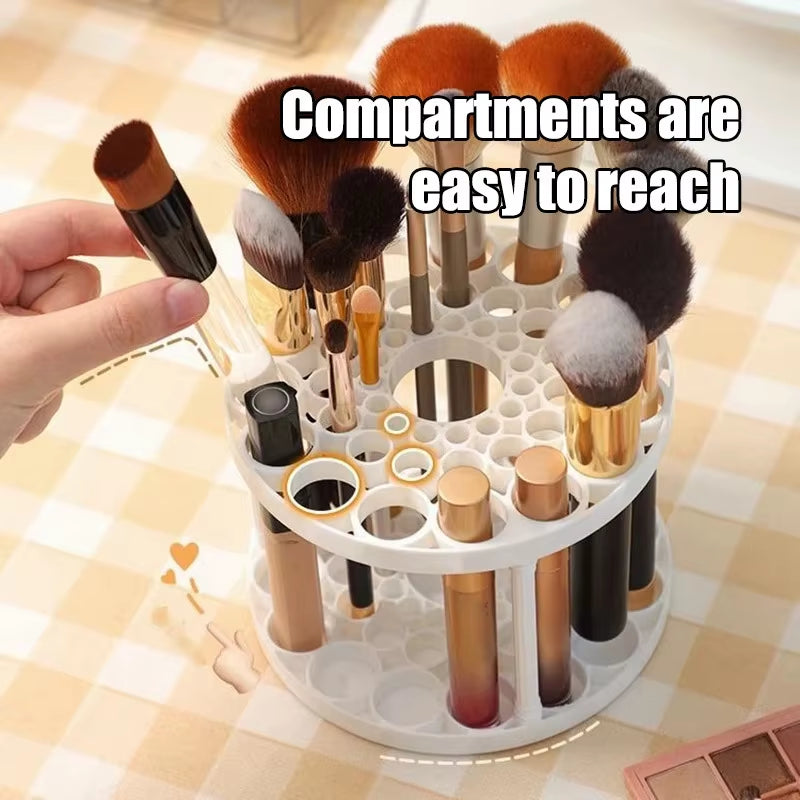 Stay Organized! Rotating Makeup Brush Holder with 45 Holes - Keeps All Your Brushes in Sight & Reach