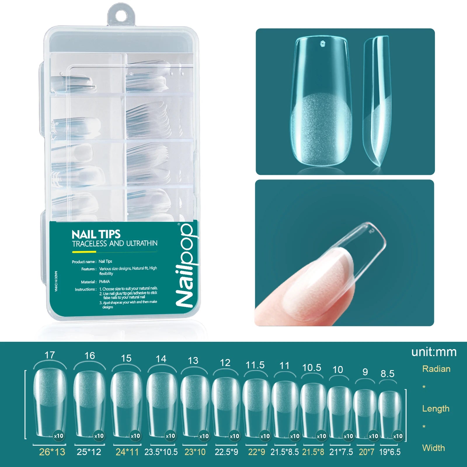 120Pcs/Box Gel X Nail Tips Medium Short Shape Almond/Square/Soft Gel Nail Tips False Nails Soak off Easy Nail Extensions