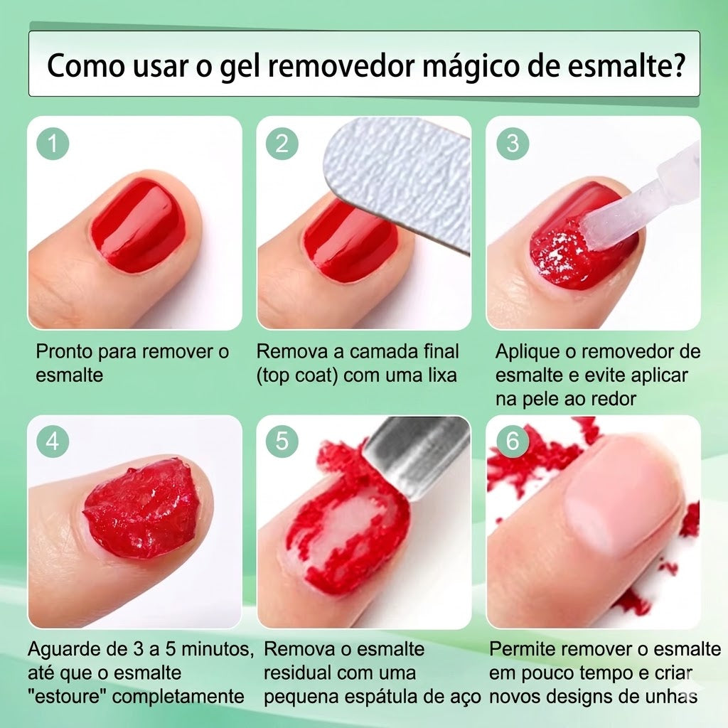 Removedor de Esmalte em Gel de 15ml, Soak-Off, Remove o Esmalte em Gel de Forma Rápida e Fácil em 3 Minutos, 0.5Fl.Oz, Profissional, Não Irritante
