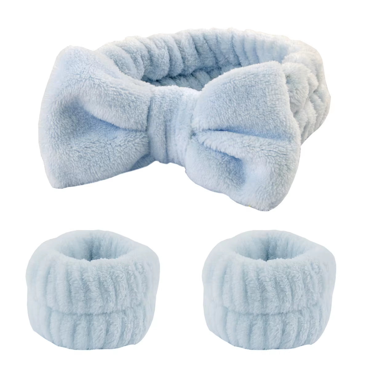 3Pcs Wash Face Wristband Headband Set Skin Care Spa Water Absorption Wristbands Women Girls Sweatbands Bathroom Accessories