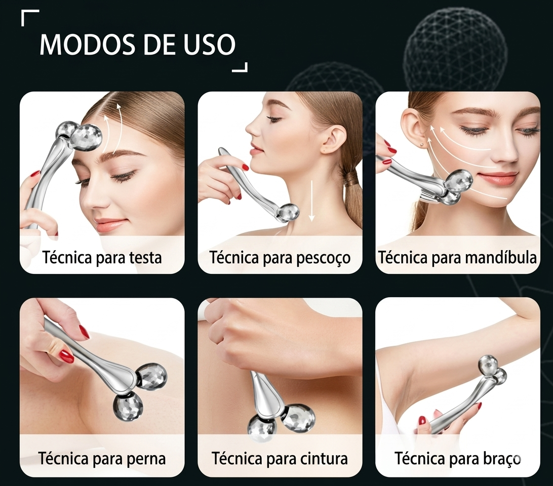 Massageador Facial e Corporal Roller 3D