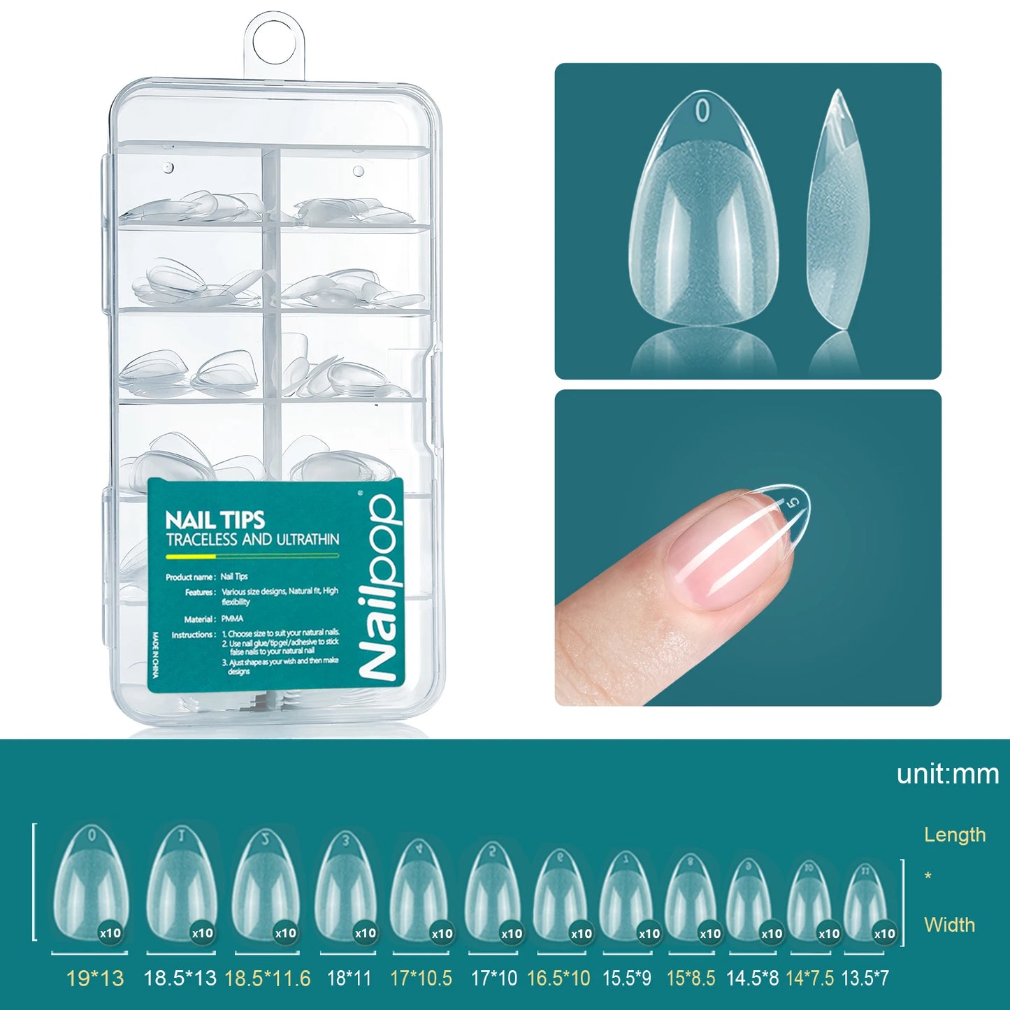 120Pcs/Box Gel X Nail Tips Medium Short Shape Almond/Square/Soft Gel Nail Tips False Nails Soak off Easy Nail Extensions