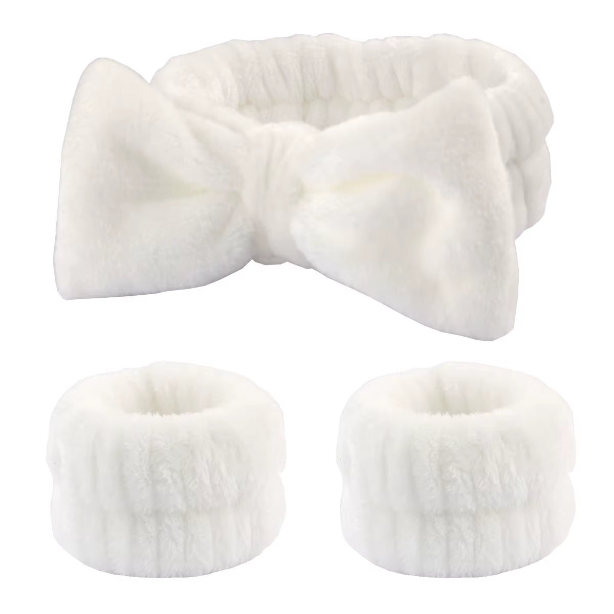 3Pcs Wash Face Wristband Headband Set Skin Care Spa Water Absorption Wristbands Women Girls Sweatbands Bathroom Accessories