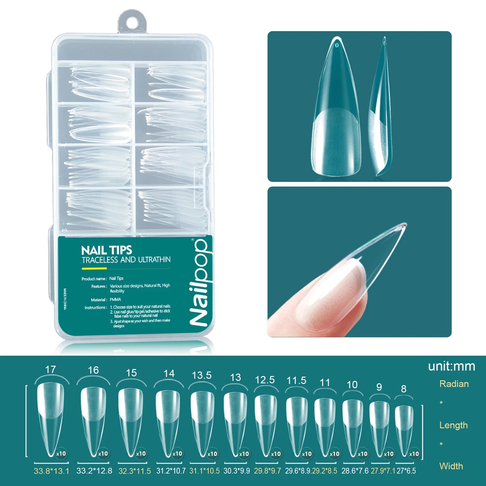 120Pcs/Box Gel X Nail Tips Medium Short Shape Almond/Square/Soft Gel Nail Tips False Nails Soak off Easy Nail Extensions
