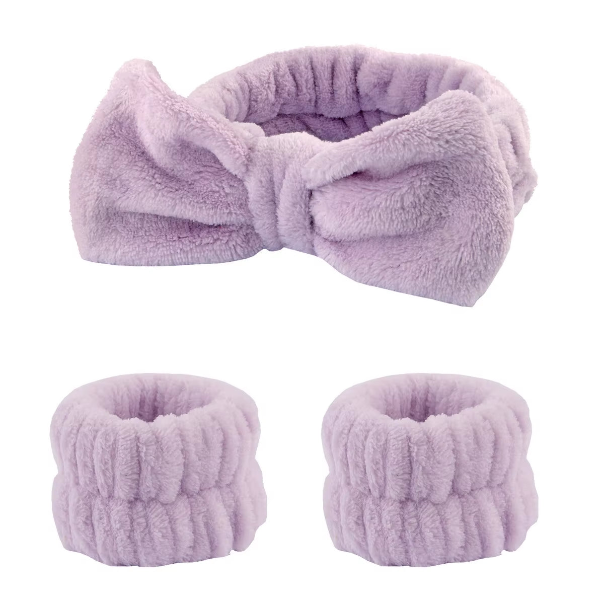 3Pcs Wash Face Wristband Headband Set Skin Care Spa Water Absorption Wristbands Women Girls Sweatbands Bathroom Accessories