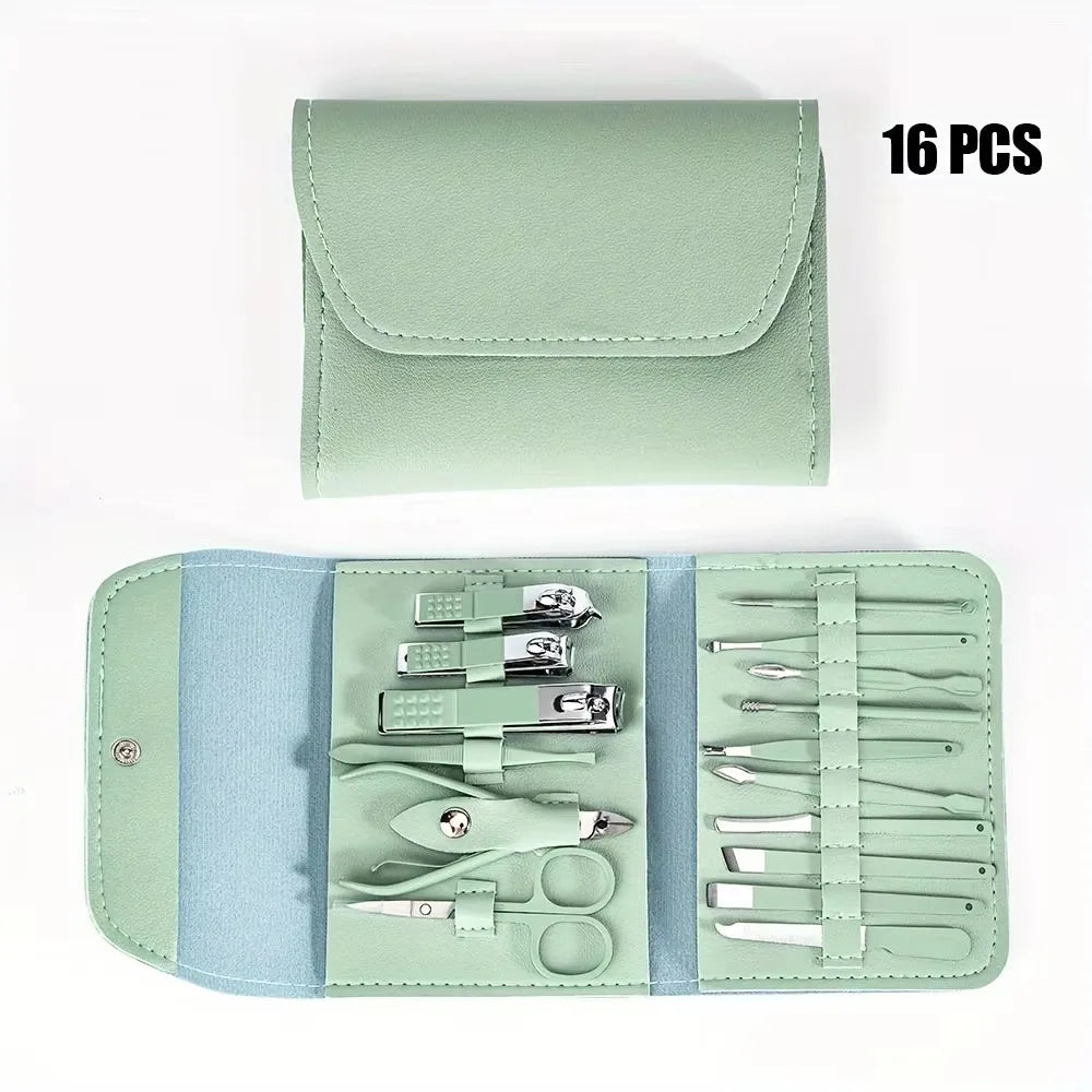 ‌16-Piece Professional Nail Clipper Set, Stainless Steel Fingernail and Toenail Tools, Unisex Nail Care Kit